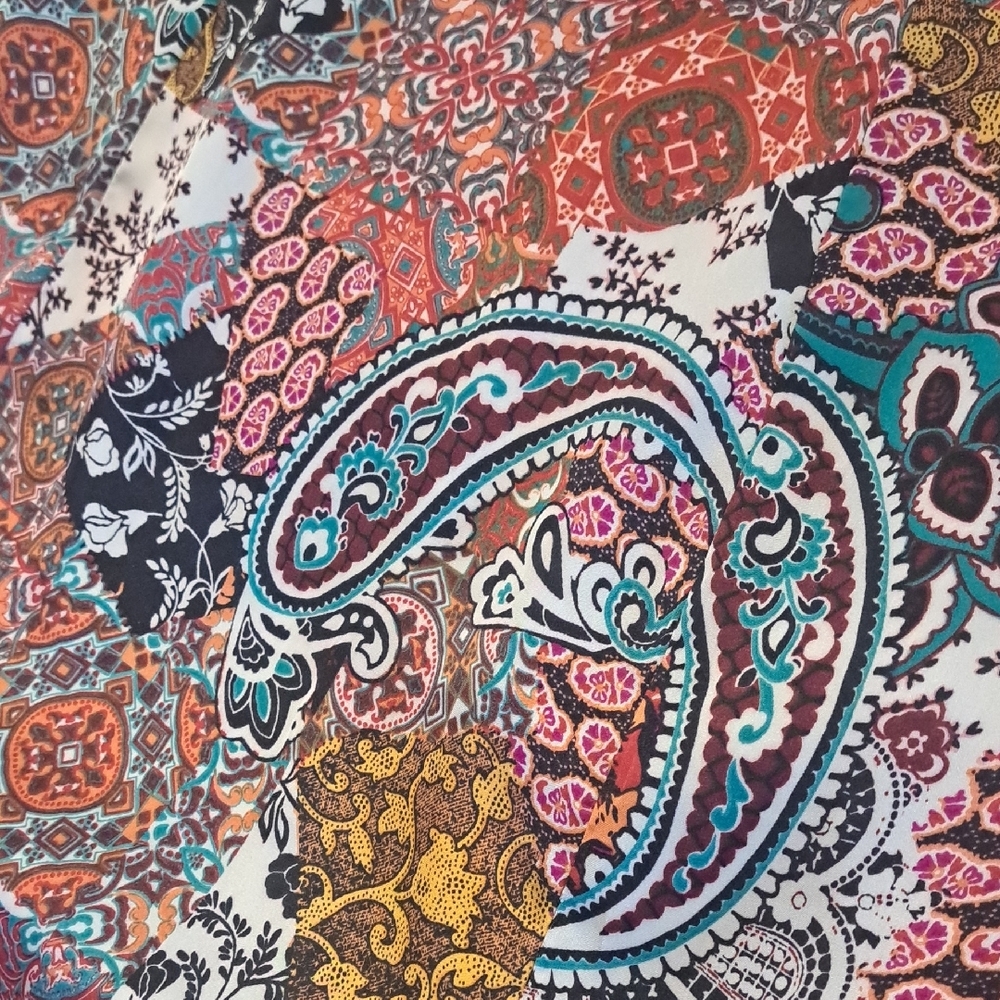 293 - Silky Patchwork Paisley Skirt | Earthy Boho Luxe | Lined & Flowy - Picture 5 of 7